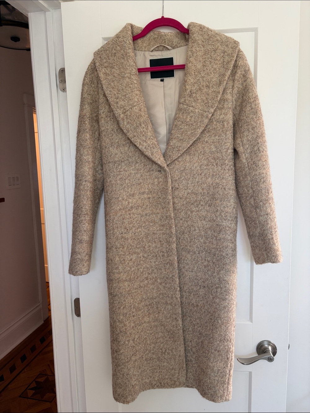 RW&CO. Beige Wool-Blend Shawl-Collar Trench Coat
